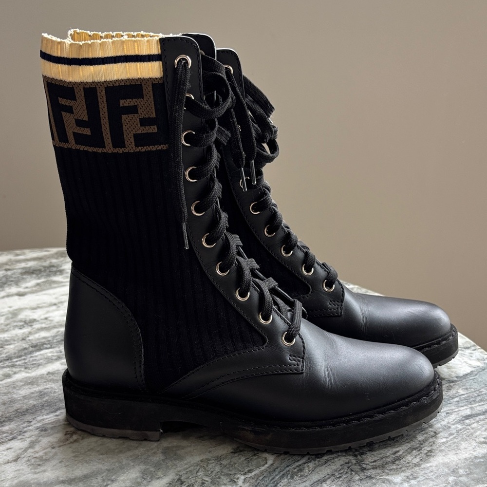 Fendi Lace-Up Combat Boots